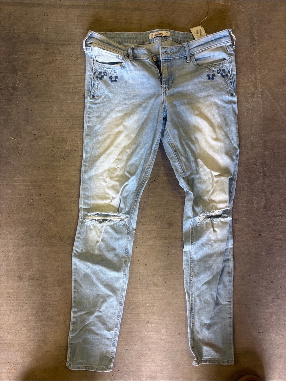 adidas Light Blue Women's Skinny Jeans with Embroidered Pockets